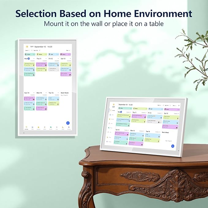 Digital Calendar, 21.5 Inch Electronic Calendar & Chore Chart, Smart Family Organizer with Interactive Touchscreen Display, Wall Mount or Desk Mount in Portrait or Landscape, Gifts for Women Men, Gifts for Mom Dad
