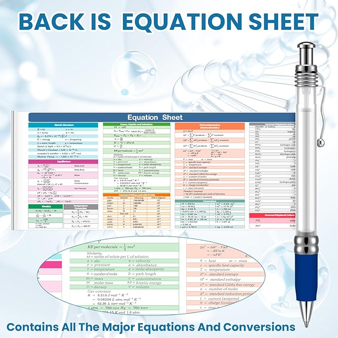 Harloon 12 Pack Chemistry Periodic Table of Element Pen Ballpoint Scroll Pen with Formulas Equations Periodic Table Reference Sheet for Student Teacher Study Tool Scientists Day Graduation Gift