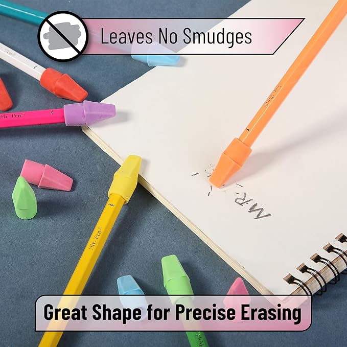 Mr. Pen- Pencil Erasers Toppers, 120 Pack, Colorful, Latex Free, No Smudge, Mr Pen Erasers for Pencils