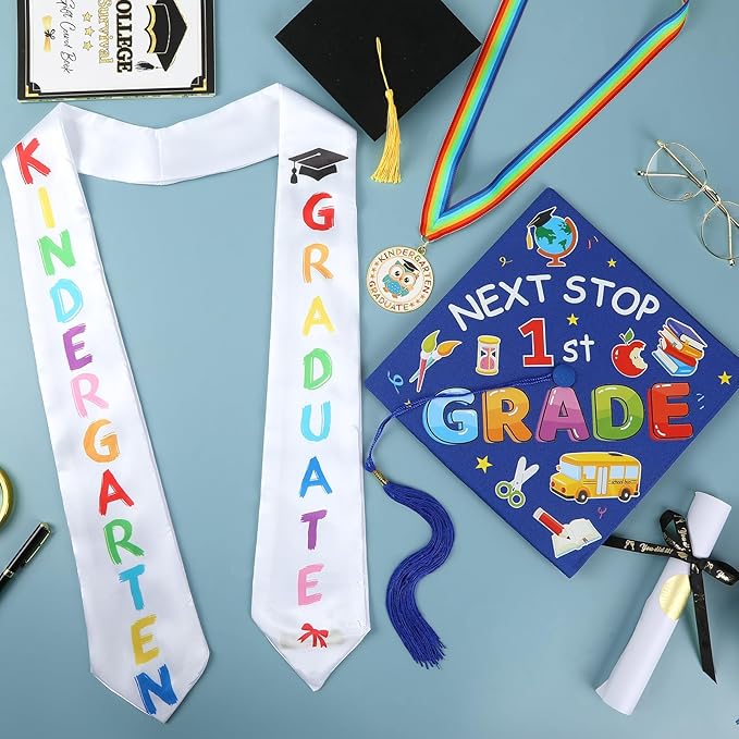 Kindergarten Graduation Cap Stole Medal Set, 2026 Preschool Kindergarten Graduation Gifts Party Supply for Boys Girls