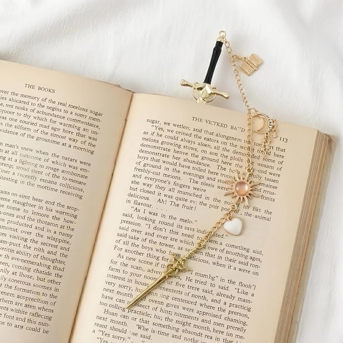 Fantasy Sword Bookmark Gifts - Charm Sun Metal Book Mark Funny Tarot Aesthetic Page Marker for Reading Lover Women Men Kids Students Teachers Reader Bookish Birthday School Office Supplies