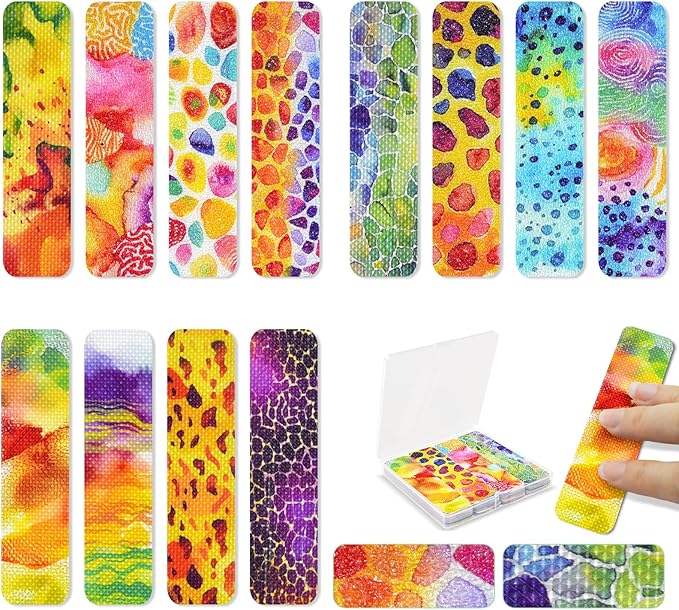 48 Pieces Calm Anxiety Sensory Stickers - Sensory Strips Different Textures with Storage Box for Office - Adult & Teen Stress and Fidget Relief Stickers (Mottle Style)
