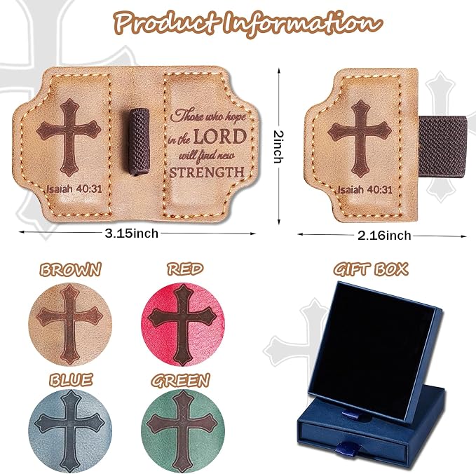 Bygone Mark Personalized Magnetic Leather Bookmark with Pen Holder,Inspirational Bible Verse Religious Bookmarks,Christian Book Lovers Reading Accessory for Men Women (Brown, lsaiah 40:31)