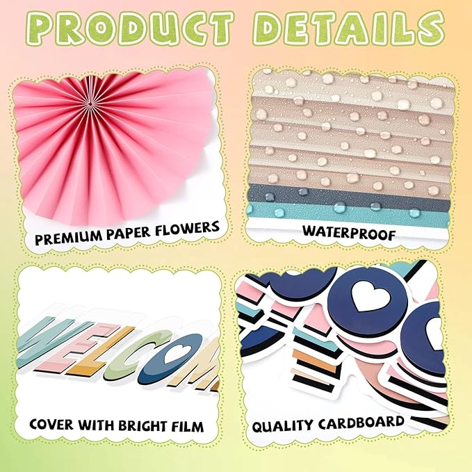 3D Heart Reading Bulletin Board Set Boho Heart Cutout Boho Cutouts Paper Fans Welcome Back The Book Missed You Craft Reading Bulletin Board Decorations for School Library Home Wall Decor Supplies