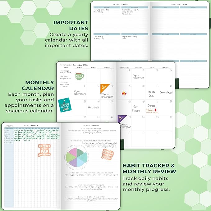 Clever Fox Large Medical Planner 12-Month – Medical Notebook, Health Diary, Wellness Journal to Track Health – 12 Months, 7x10.5″ (Forest Green)