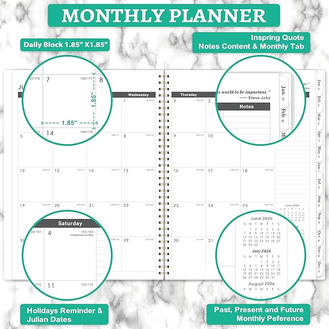 Monthly Planner 2026-2028, Planner 2026-2028, July 2026 - June 2028, 8.5“ x 11” with Ample Blocks and 2 Years Monthly Tabs