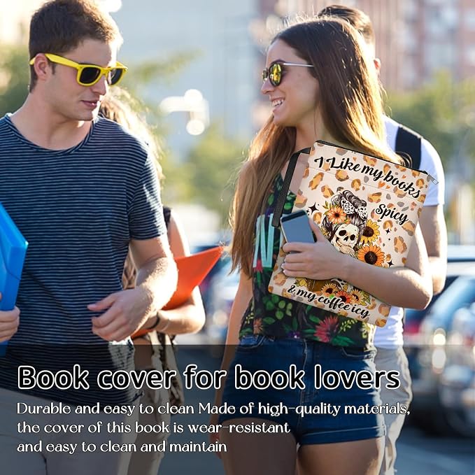 Skull Sunflower Book Cover, Book Sleeve for Book Lovers, Book Sleeve with Zipper, Waterproof Memory Fabric, Learning Supplies for Readers, Gifts for Chritsmas Thanksgiving 11.2x8.3in
