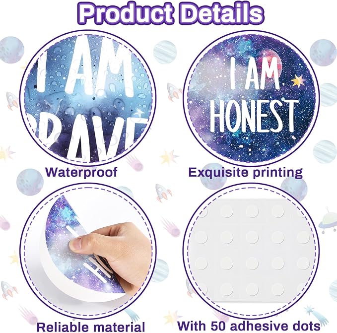 Outer Space Affirmation Station Bulletin Board Set Positive Bulletin Board for Classroom Growth Mindset Decoration Inspirational Motivational Accent Cutouts for Home School Teacher Wall Mirror Supply