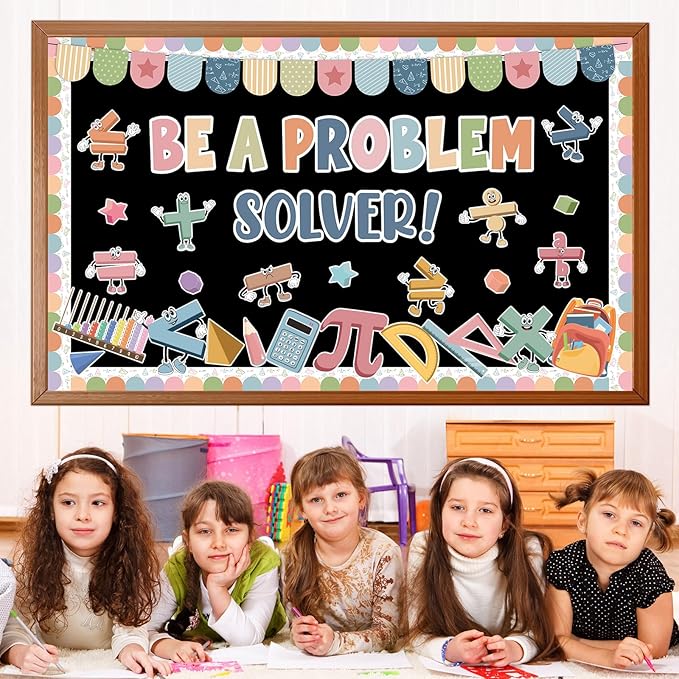 Boho Math Bulletin Board Set Mathematics Symbol Paper Cutouts Be A Problem Solver Bulletin Board Back to School Classroom Decorations for Teacher Educational Elementary Middle Schools Wall Decor