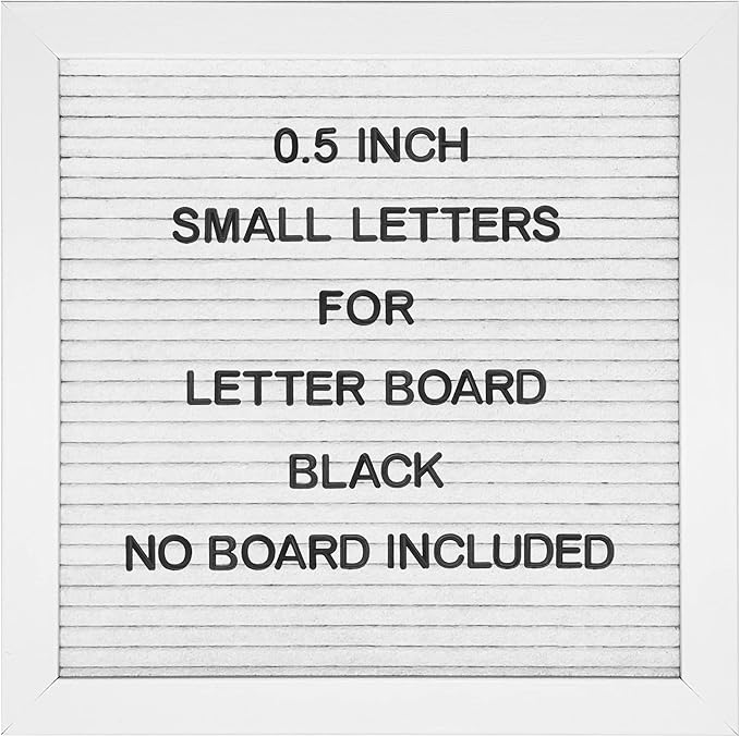 Letter Set Only - Pre-cut 0.5 Inch(1/2”) Tall Black Letters 492pcs with Canvas Bag(No Board Included)