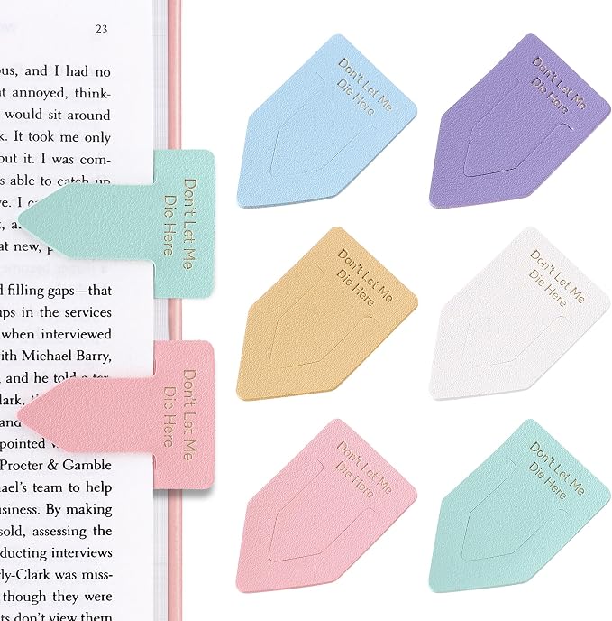 Leather Bookmark for Reading Women, Dont LET ME DIE HERE Bookmarks, Index Book Marks for Book Lovers, 6 Pcs Light Color Set