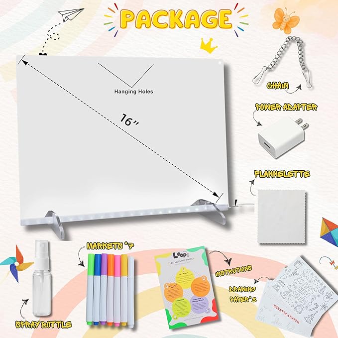Led Drawing Board,13 Light Effects, Include Adapter, Drawing Paper, Glow Doodle LED Note Board with Colors, Neon Light Up Drawing Tablet, Gifts for Kids, Easter Gifts for Girls, Birthday Gift Ideas