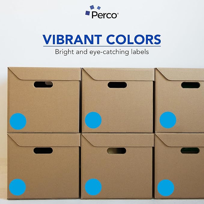 Perco Light Blue 3-Inch Perforated Circle Dot Sticker Labels — 10 Rolls, 5,000 Round Stickers — with Permanent Adhesive for Moving Boxes, Sale Signage, Displays, Status Messaging—Made in USA