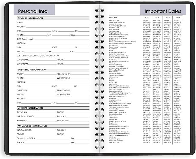 AT-A-GLANCE 2023 Weekly Planner, DayMinder, Hourly Appointment Book, 5" x 8", Small, Black (G20000)