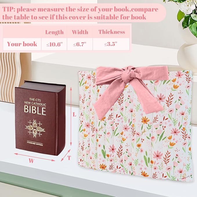 Bible Cover Case for Women,Large Bible Tote Bags for Women Organizer Quilted Bible Carrying Case(new) (Pink Flower-01)