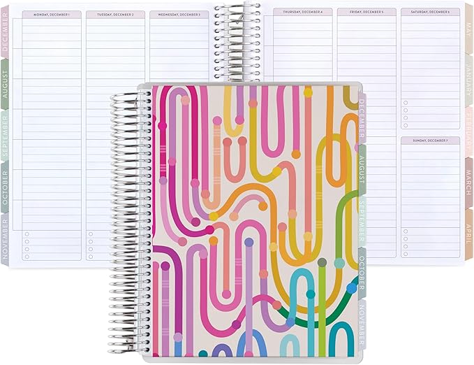 7x9 Coiled Academic Planner (January 2026 - December 2026) - Journey cover, Pastel Minimal theme, platinum coil