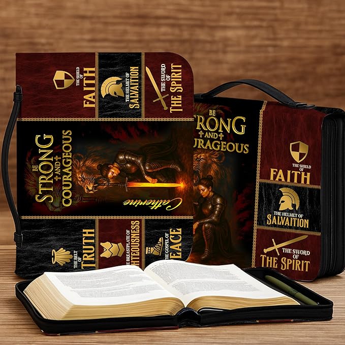 Personalized Man of God Bible Cover, God Says I Am Bible Case PU Leather, Bible Holder Handle Zipper, Faith Scripture with Name Case Bag, Religious Gifts for Church Christians Women Men (GOD-13)