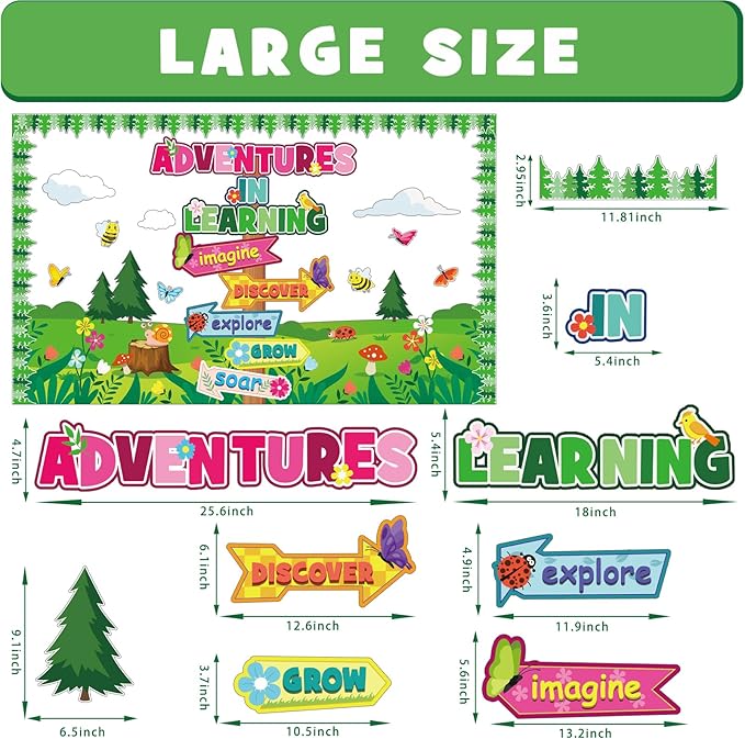 Spring Adventures Bulletin Board Set, Reading Bulletin Board Classroom Decoration Colorful Flower Signpost Cutouts March April Library Home Window Wall Decor for Teacher(Adventures In Learning)