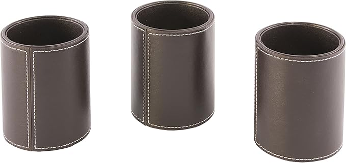 Osco BPUPP1 Faux Leather Pen Pot - Brown
