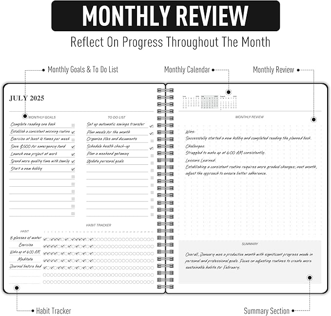 Monthly Planner 2026-2027, Monthly Calender Jan 2026 - Jun 2027, 18 Months Planner with Habit Tracker, 7.5" x 10", Spiral Bound for Personal Organizer and Office Supplies
