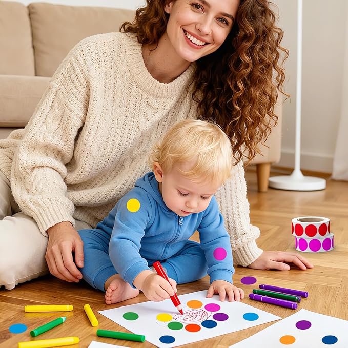 4000 Pcs 3/4 Inch Colored Dot Stickers for Toddlers, 8 Rolls Round Color Coding Labels for Classroom, Teacher, Student, Kids, Garage Sale Pricing & Home Organization