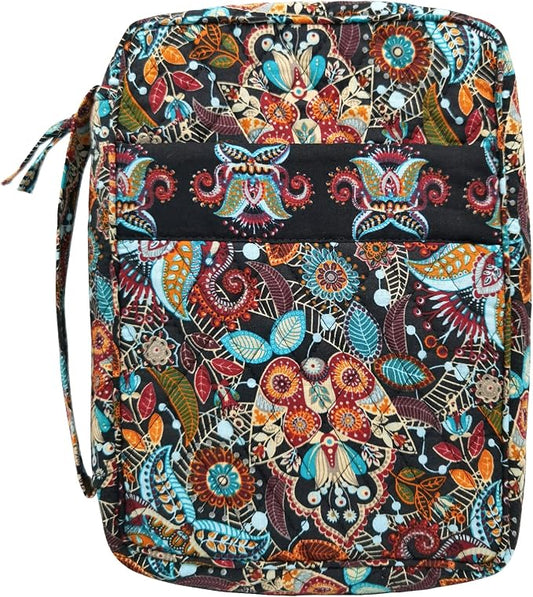 DIWI Quilted Bible Cover Medium Sizes 8.75 X 6.25 X 2.5 Inches Good Book Case (M, C1 Jungle Secret) mocha chocolate java blue
