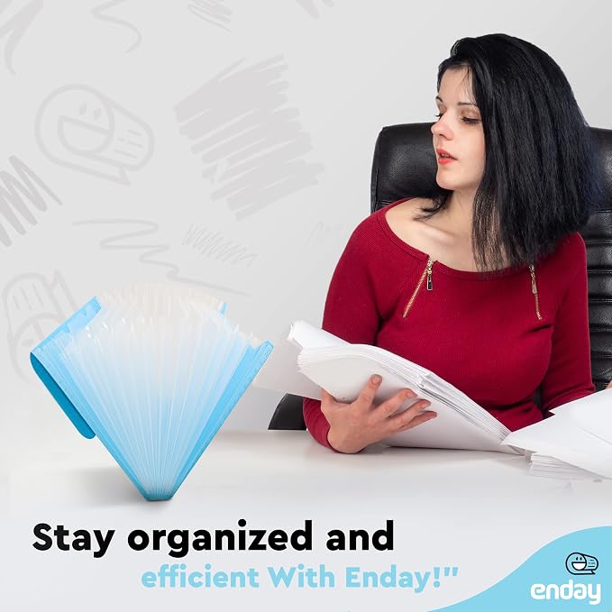 Accordion File Organizer 13 Pocket Expanding File Folder with Labels, Accordion File Organizer Letter Size Letter A4 Paper for Receipts, Bills and Documents 13" x 9.5” –By Enday