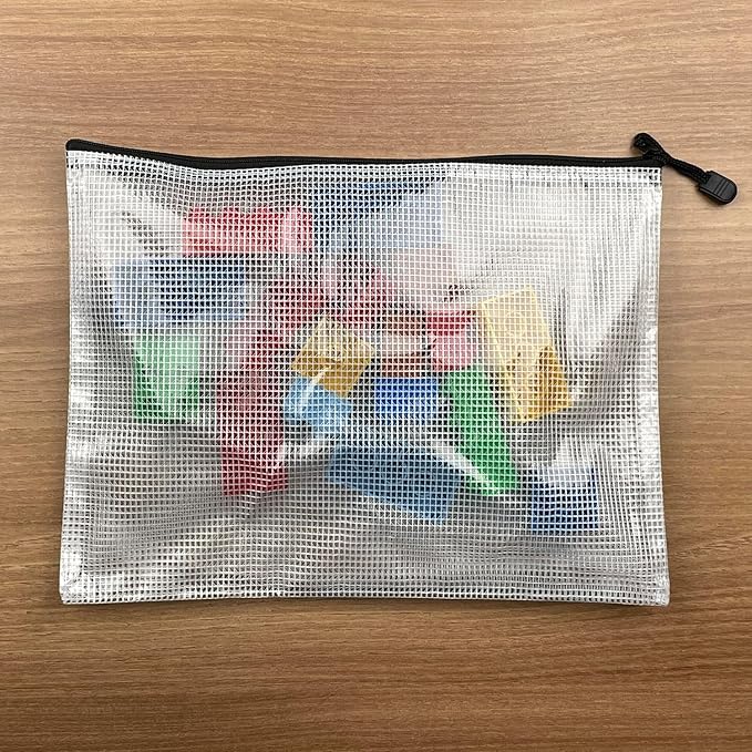 Oaimyy-18PCS-12 x 16 Inches-Mesh Zipper Pouch, Plastic Zip File Folders Puzzle Bags for Organizing,for Office Supplies,Travel,Home Storage-Black, 12"x 16"