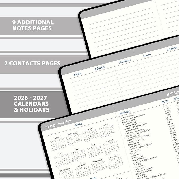 Pocket Planner 2026-2027, Jul 2026 - Jun 2027, Academic Planner 2026-2027, Weekly & Monthly Calendar, 6.3''×3.8'', Pen Loop, Back Pocket, Elastic Closure, Note Pages