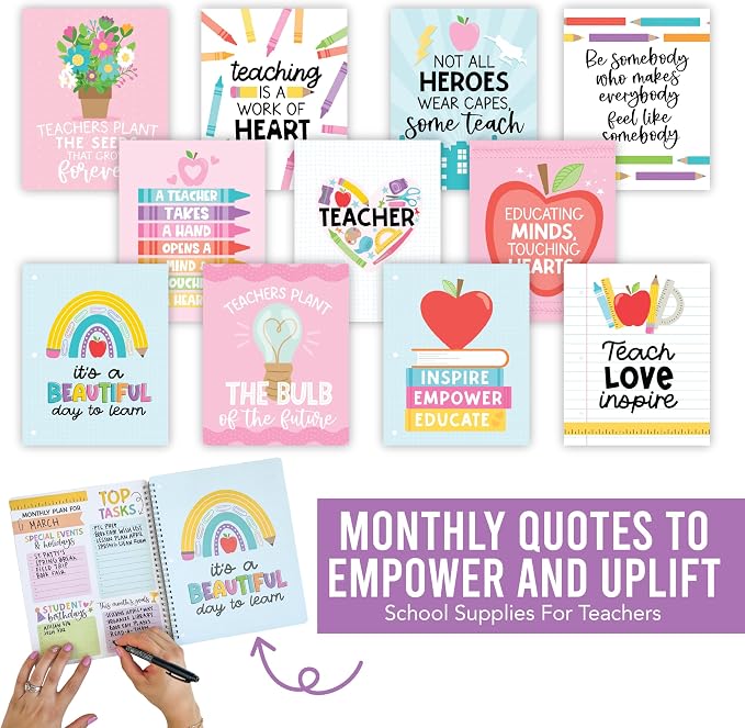 Hadley Designs Teacher Planner 2026-2027 Academic Year - Undated Teacher Lesson Planner Book for Teachers, Homeschool Planners 2026-2027, First Year Teachers Must Haves, Back to School Teaching Gifts
