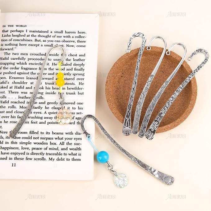 AUEAR, 12 Pack Metal Bookmark Hairpin Hook Bookmarks with Loop for DIY Crafting