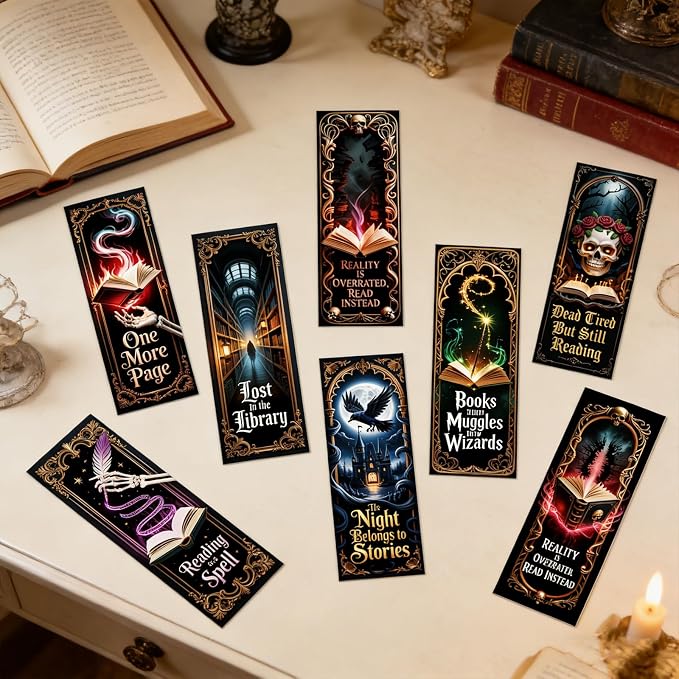 Wxiben Dark Romance Bookmarks Gifts - 100 Pcs Gothic Fantasy Paper Bookmarks Double Sided Tarot Card Skull Book Markers Page Clip Gift for Women Men Teachers Office Book Lovers Bookish Supplies