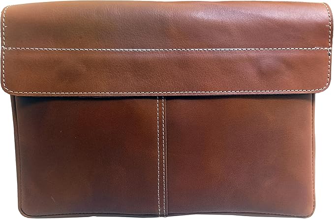 CALYX Leather Folder, Full Grain Leather File Folder Organizer Document Holder, Leather Portfolio for Men – Spacious Leather Folio Laptop Sleeve Case for 13" Laptops, MacBook & Tablets (Crazy Tan)