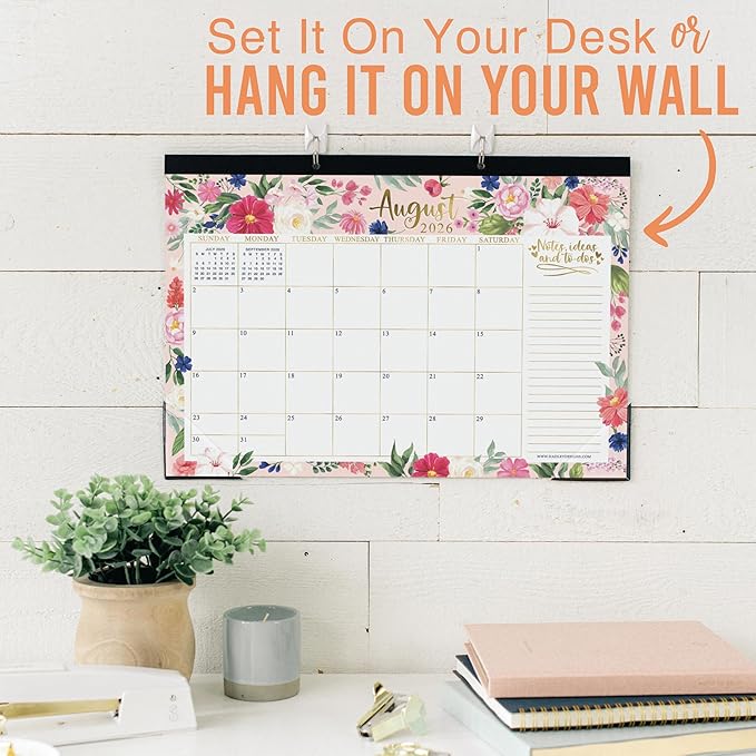 Hadley Designs Large Teacher Desk Calendar 2026-2027 - Desktop Calendar 2026, 18-Month Desk Calendars for Home, Office & Classroom, Cute Classroom Must Haves, Teacher Appreciation Gifts