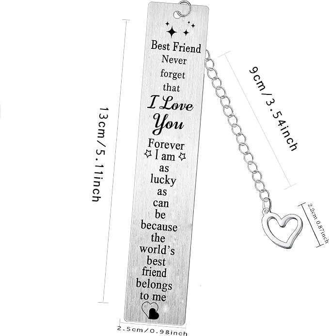 Best Friend Bookmarks - Friendship Keepsakes for Birthday, Christmas, Graduation & Book Club