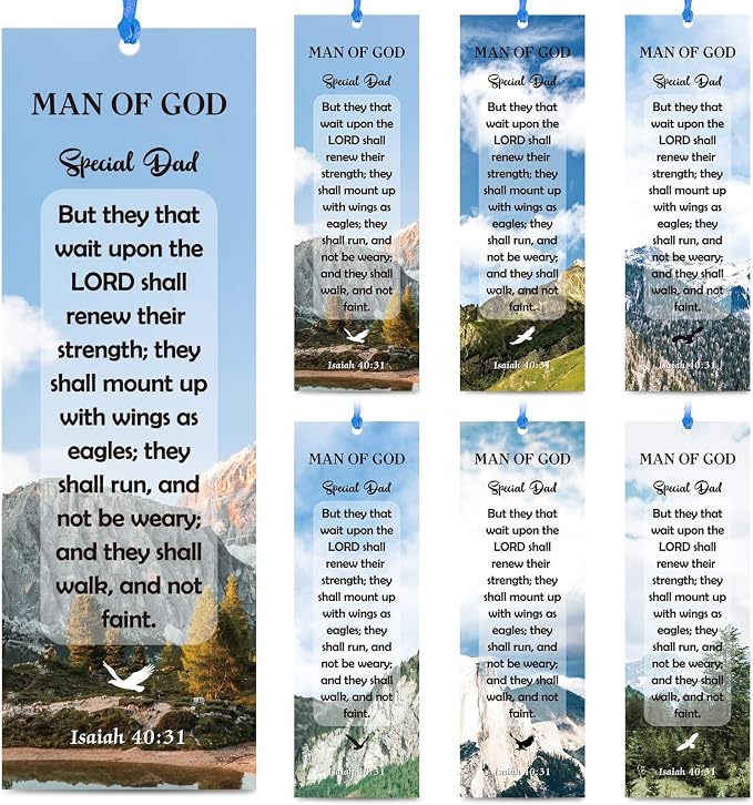 60 Pcs Happy Father's Day Man of God Bookmarks Religious Christian Bookmarks Church Bookmarks Gift for Teens Men Women Church Home Party Favors