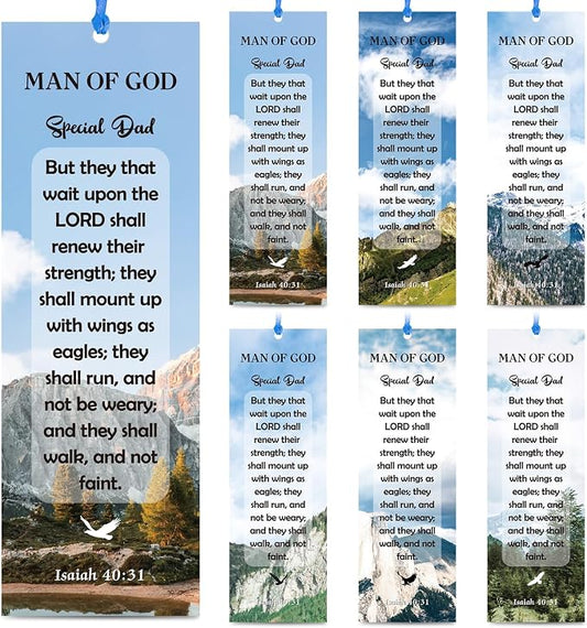 60 Pcs Happy Father's Day Man of God Bookmarks Religious Christian Bookmarks Church Bookmarks Gift for Teens Men Women Church Home Party Favors
