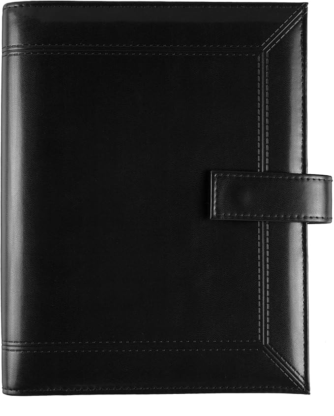Day-Timer Framed Slim Leather Starter Set, Undated, 7 Ring, Desk Size, 5.5 x 8.5 Inches, Black or Burgundy - Color May Vary (45090)
