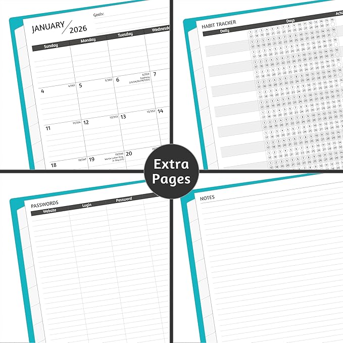 Monthly Planner 2026-2028, 36 Months Calendar Planner 2026-2028 from Jan 2026 – Dec 2028, 8.5'' x 11'' with Ruled Spread, Flexible Cover, Spiral Wirebound, Pocket, Coated Tabs, Notes ＆ Habit Tracker