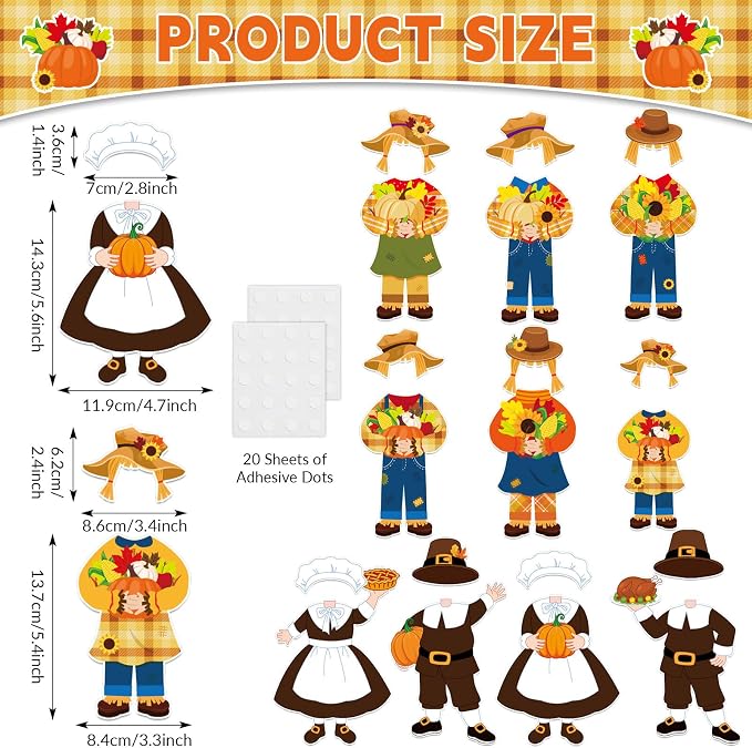 gisgfim 80Pcs Fall Scarecrow Cutouts Fall Thanksgiving Decorations Bulletin Board Personalized Scarecrow Chef Pumpkin Paper Cut-Out Classroom Decor for Autumn Harvest DIY Craft Photo Wall Favor Supply