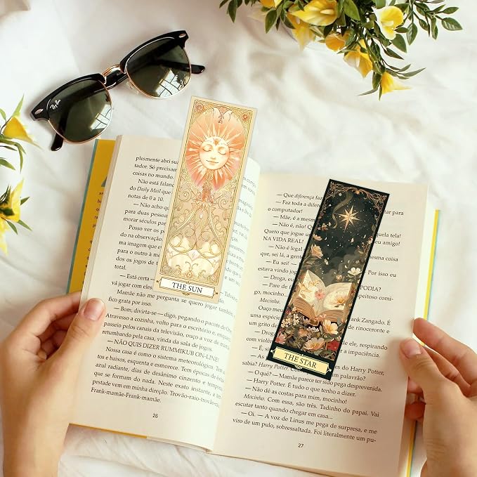 Fantasy Tarot Bookmarks, 60 Pcs Vintage Gothic Dark Academia Book Marker Page Clips, Mystical Floral Skull Reading Accessories for Book Lovers Readers Booktok Gifts