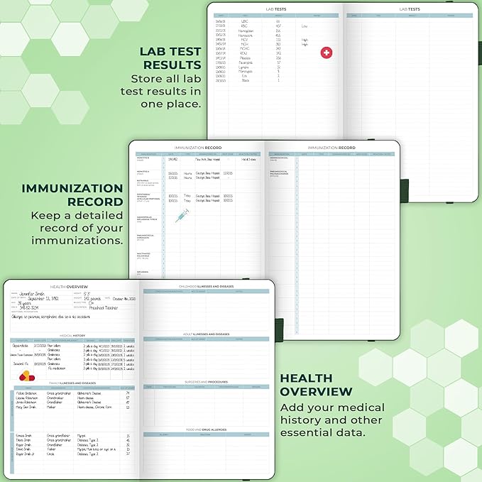 Clever Fox Medical Planner Daily – Health Diary Notebook, Wellness Journal & Self-Care Logbook, Lasts 3 Months, 7x10.5″ (Forest Green)