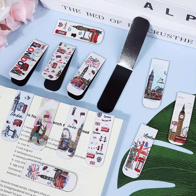 Wxiben London Magnetic Bookmark Gifts - 48PCS British Magnetic Bookmarks UK England Travel Book Marks Magnets Page Marker Clip for Women Travel Students Teacher Reading London Lover Souvenirs Gift