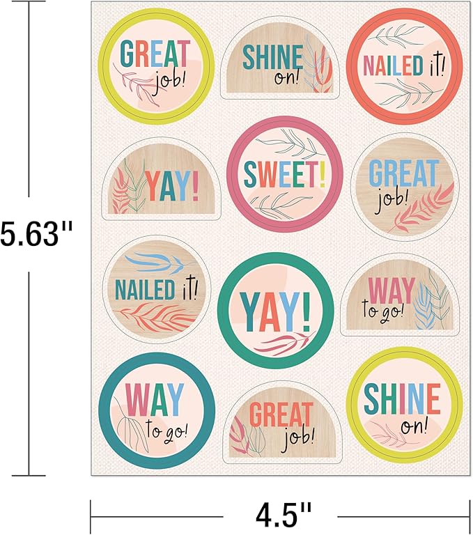 Carson Dellosa True to You 72 Motivational Stickers for Kids, 6 Sheets of Incentives with Positive Affirmations for Prizes, Reward Chart, and School Supplies, Classroom Must Haves