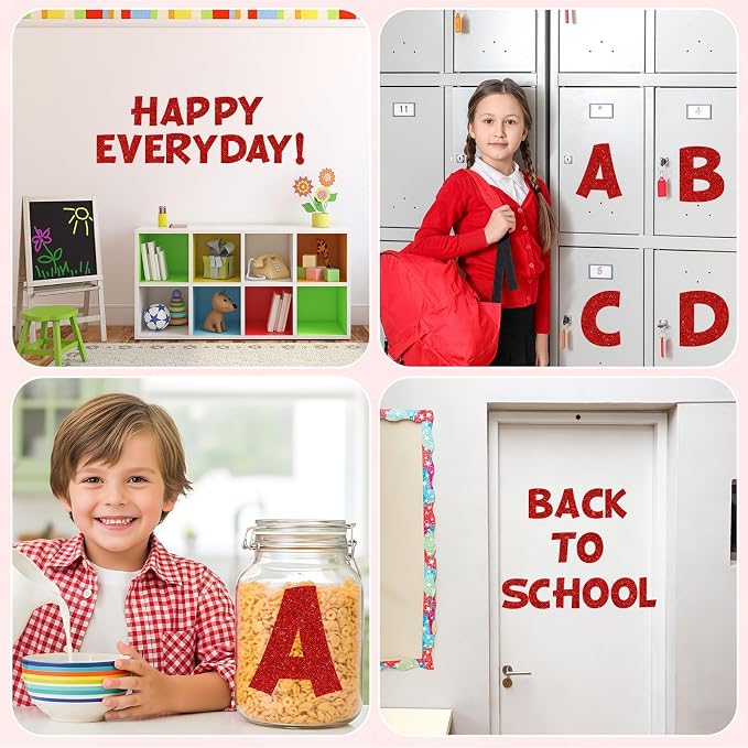 150 PCS Large 6" Bulletin Board Letters Set, Glitter Red Classroom Alphabet Cutout Letter for Bulletin Board Display Home School, A Great Helper to Inspire Students' Learning Interest