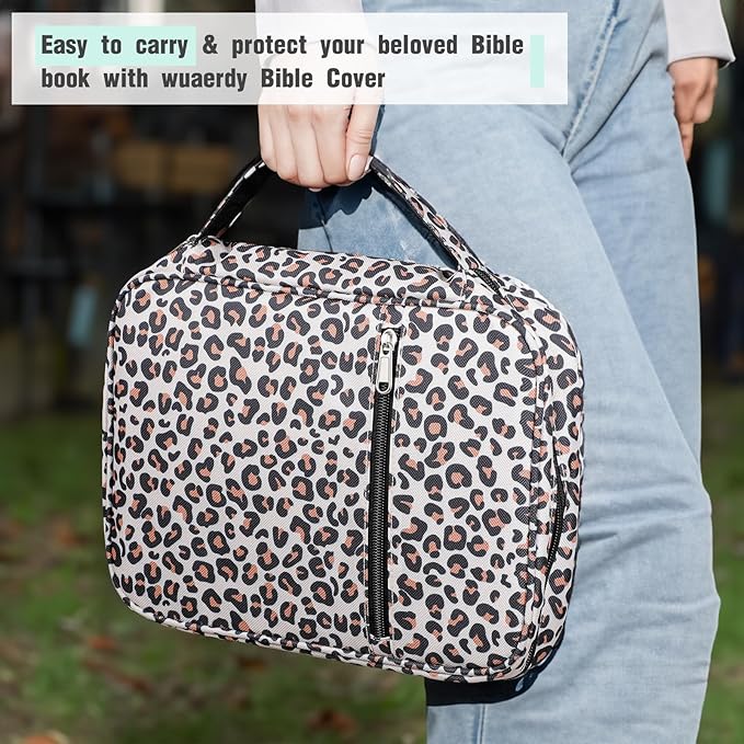 Bible Cover, Carrying Bible Case Book Cover Church Bag with Handle Large Size 10 * 7.5 * 2.5in, Book Protective Case w/ 200 PCs Tabs for Men Women, Gray