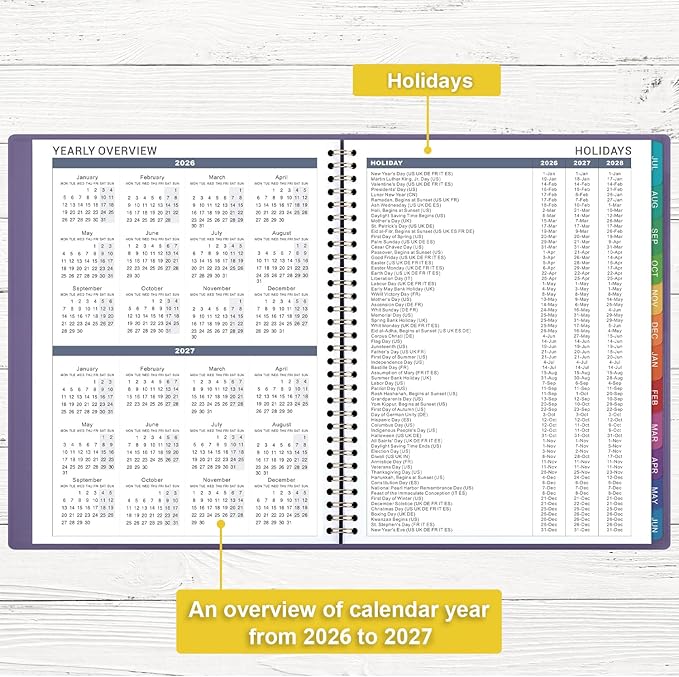 Appointment Book/Planner 2026-2027 - Weekly Appointment Book 2026-2027, July 2026 - June 2027, 8.26"x 11.4", Daily/Hourly Planner with Tabs, 15 Minutes, Wirebound - Purple