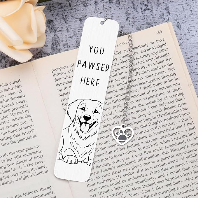 Golden Retriever Dog Dad Fathers Day Gifts - Golden Retriever Bookmark, Dog Bookmark for Dog Lovers GIF ts for Women, Reading Accessories, Pet Owner Page Marker Dog Themed Book Club GIF ts