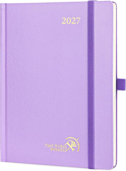 POPRUN 2027 Planner Weekly and Monthly, 6.5" x 8.75" Calendar, Jan 2027- Dec 2027 Agenda, Daily Appointment Book with Hourly Time Slots, Monthly Tabs, Hardcover, 100 GSM - Violet