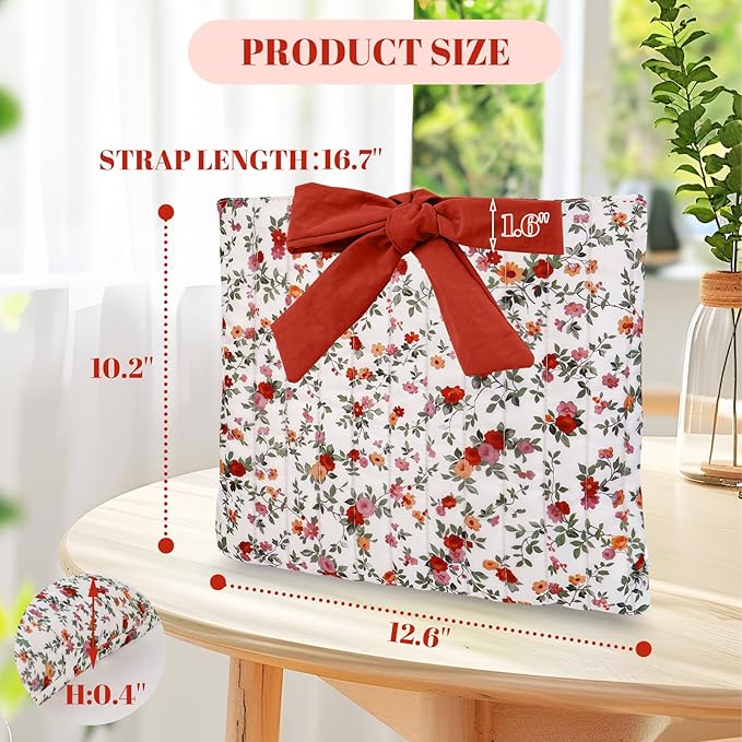 Bible Cover Case for Women,Large Bible Tote Bags for Women Organizer Quilted Bible Carrying Case(new) (Red Flowers)
